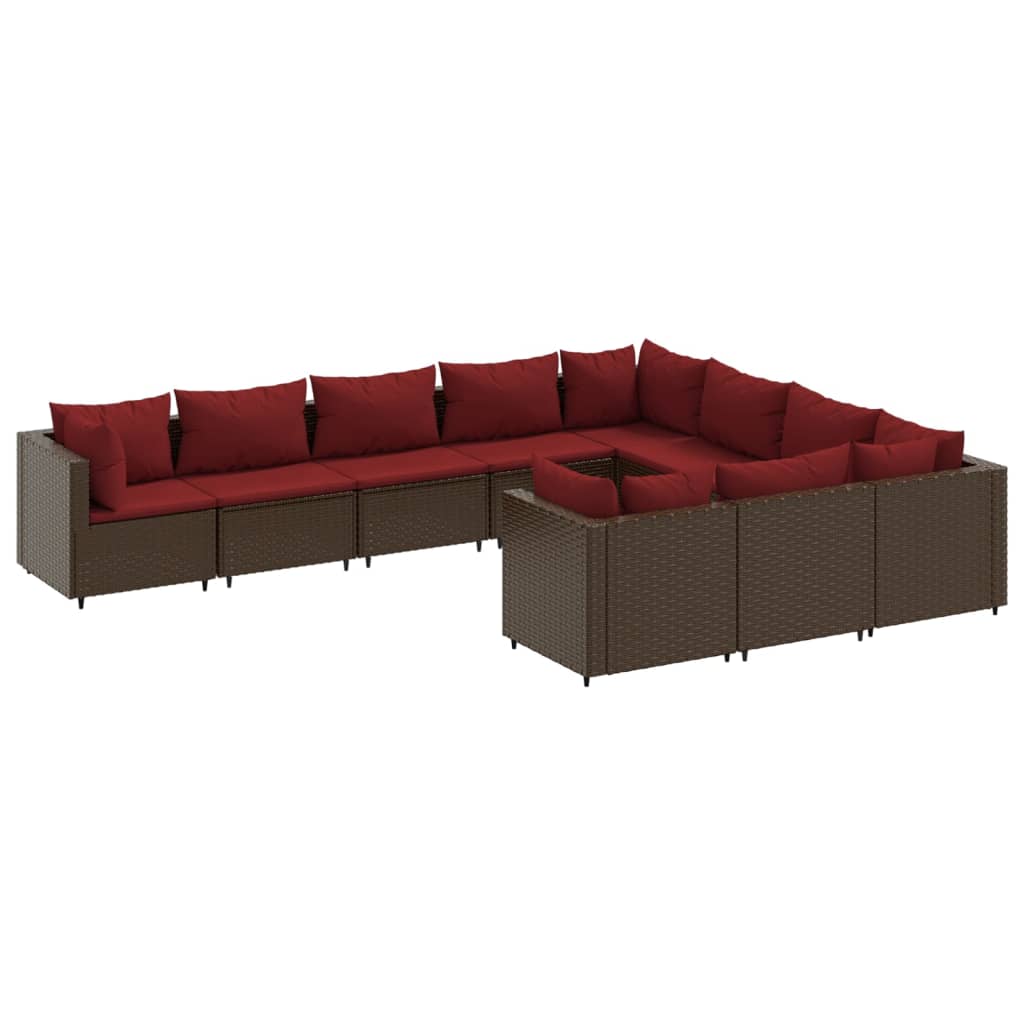 10-delige Loungeset met kussens poly rattan bruin Tuinsets | Creëer jouw Trendy Thuis | Gratis bezorgd & Retour | Trendy.nl