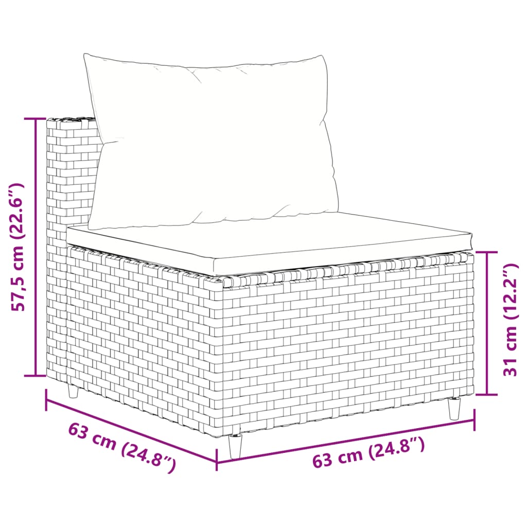 10-delige Loungeset met kussens poly rattan zwart