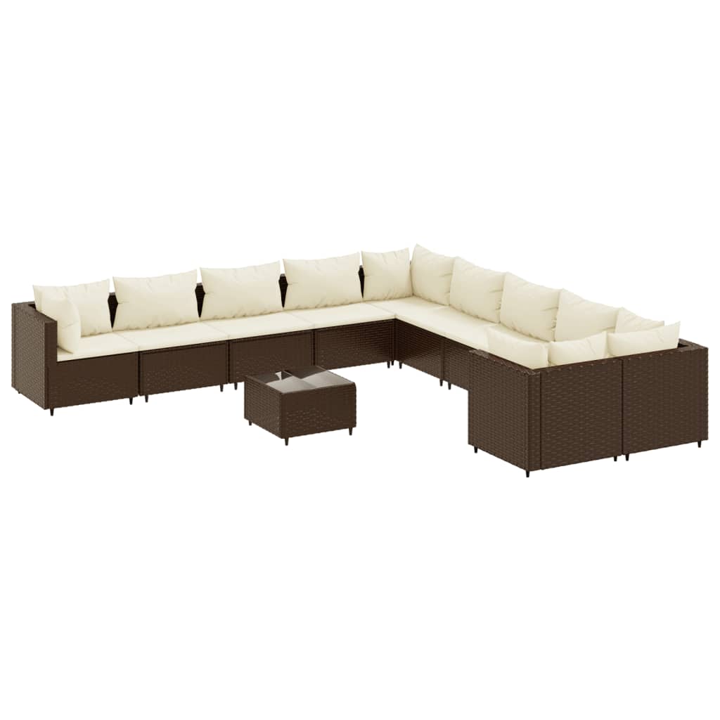 11-delige Loungeset met kussens poly rattan bruin Tuinsets | Creëer jouw Trendy Thuis | Gratis bezorgd & Retour | Trendy.nl