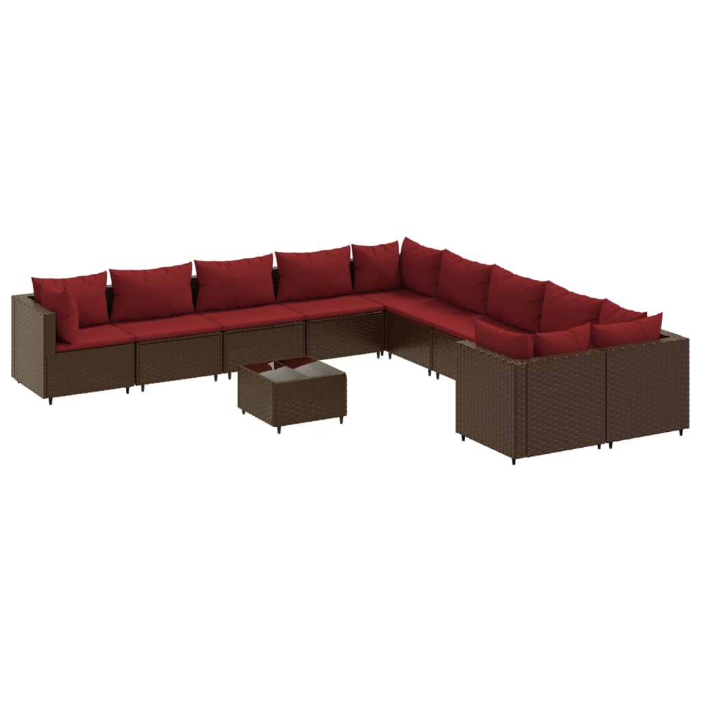 11-delige Loungeset met kussens poly rattan bruin Tuinsets | Creëer jouw Trendy Thuis | Gratis bezorgd & Retour | Trendy.nl