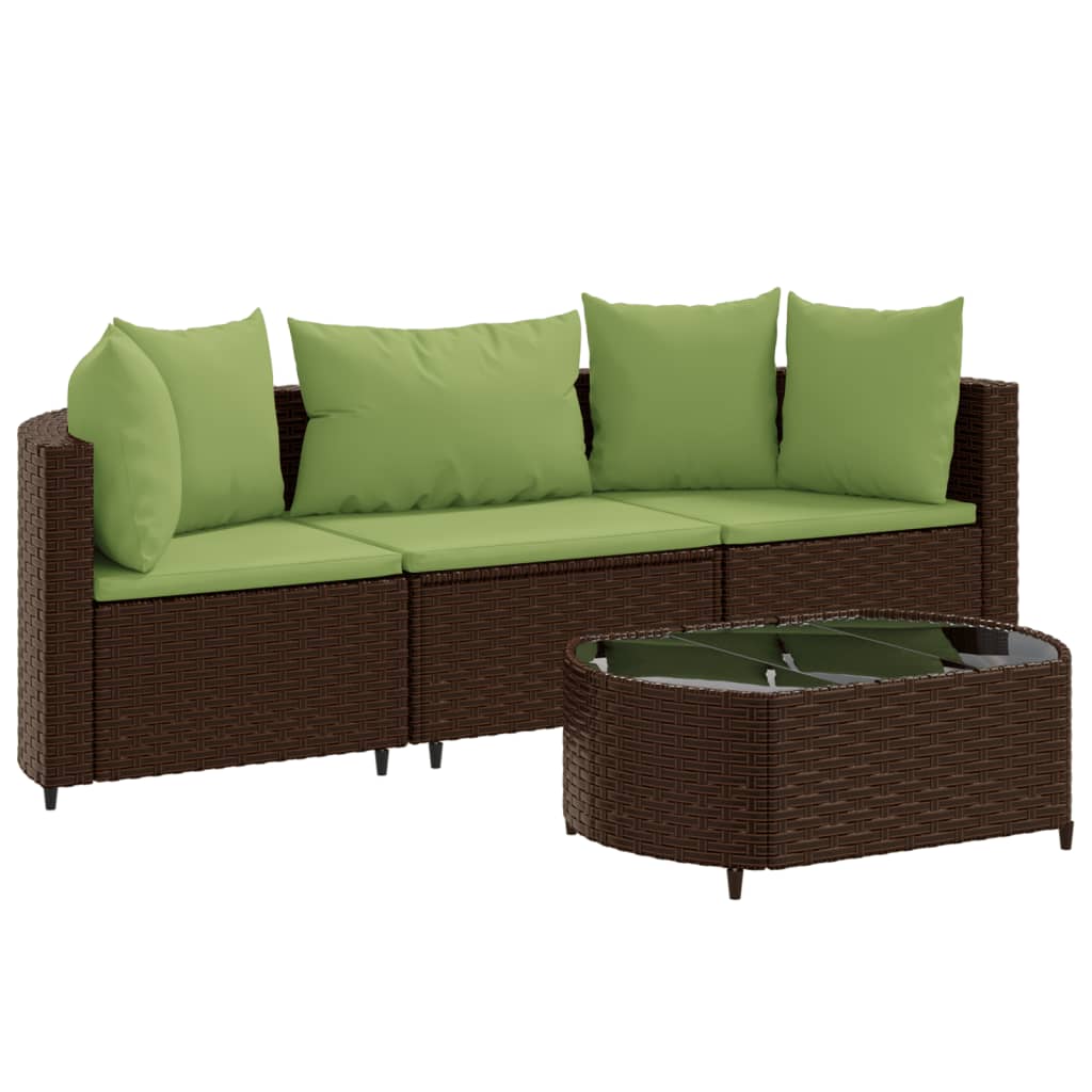 4-delige Loungeset met kussens poly rattan bruin Tuinsets | Creëer jouw Trendy Thuis | Gratis bezorgd & Retour | Trendy.nl