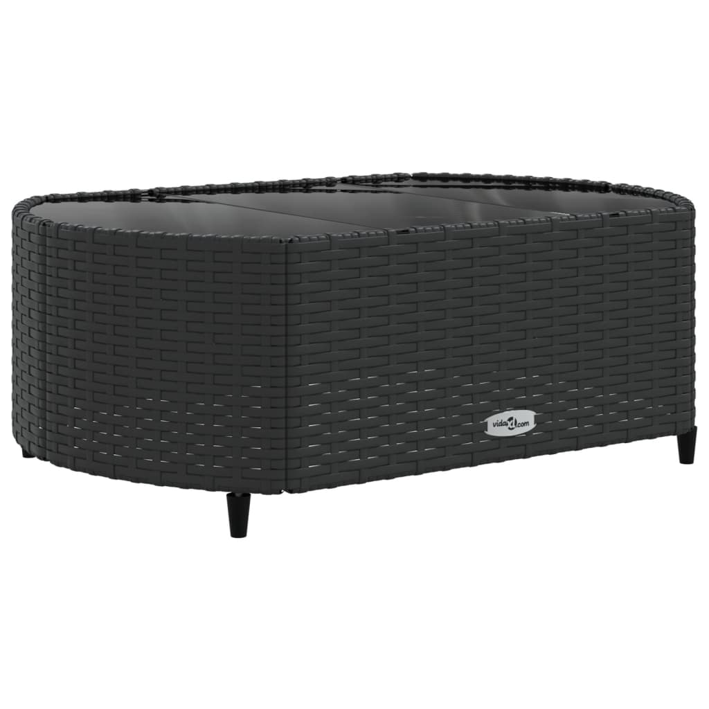 5-delige Loungeset met kussens poly rattan zwart