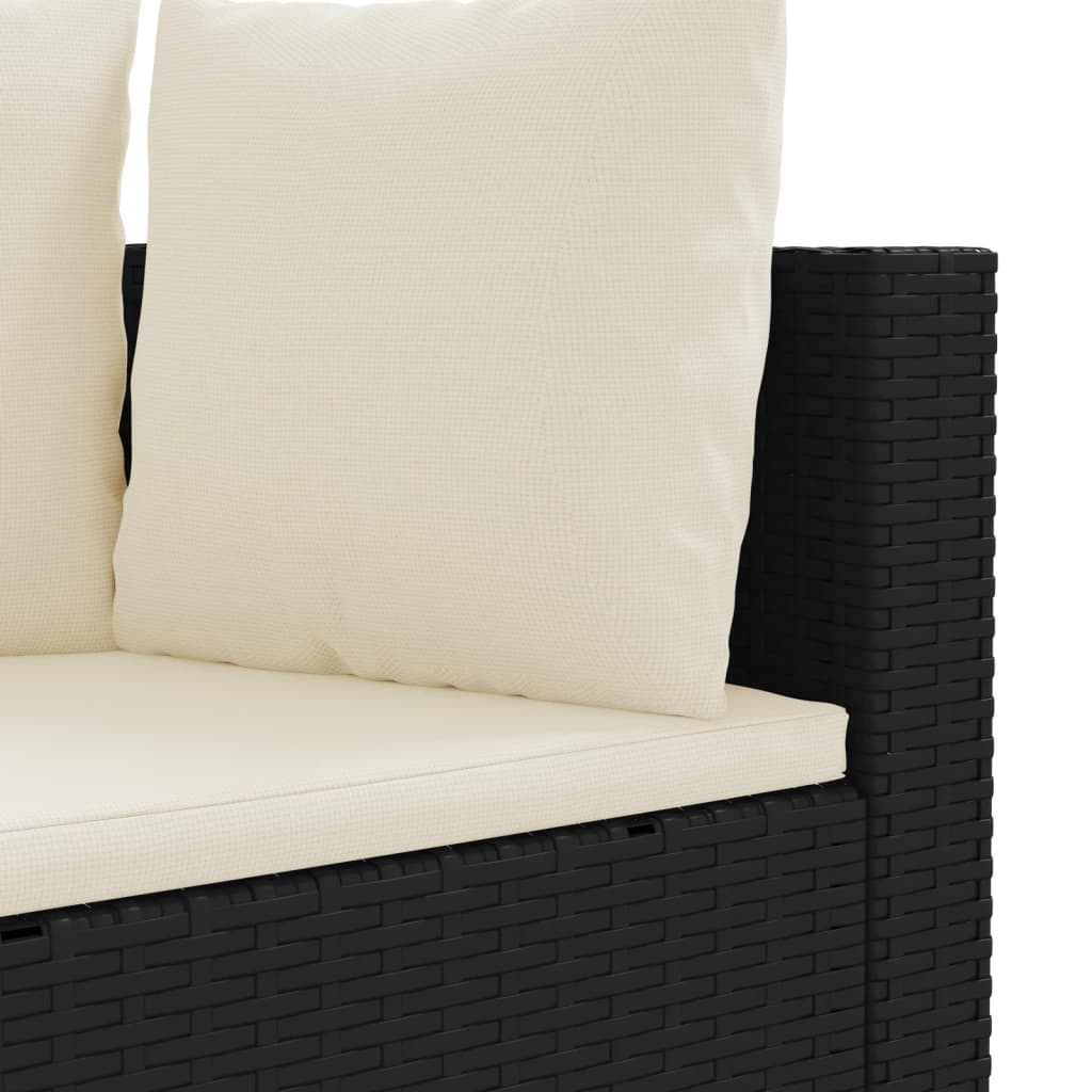 5-delige Loungeset met kussens poly rattan zwart