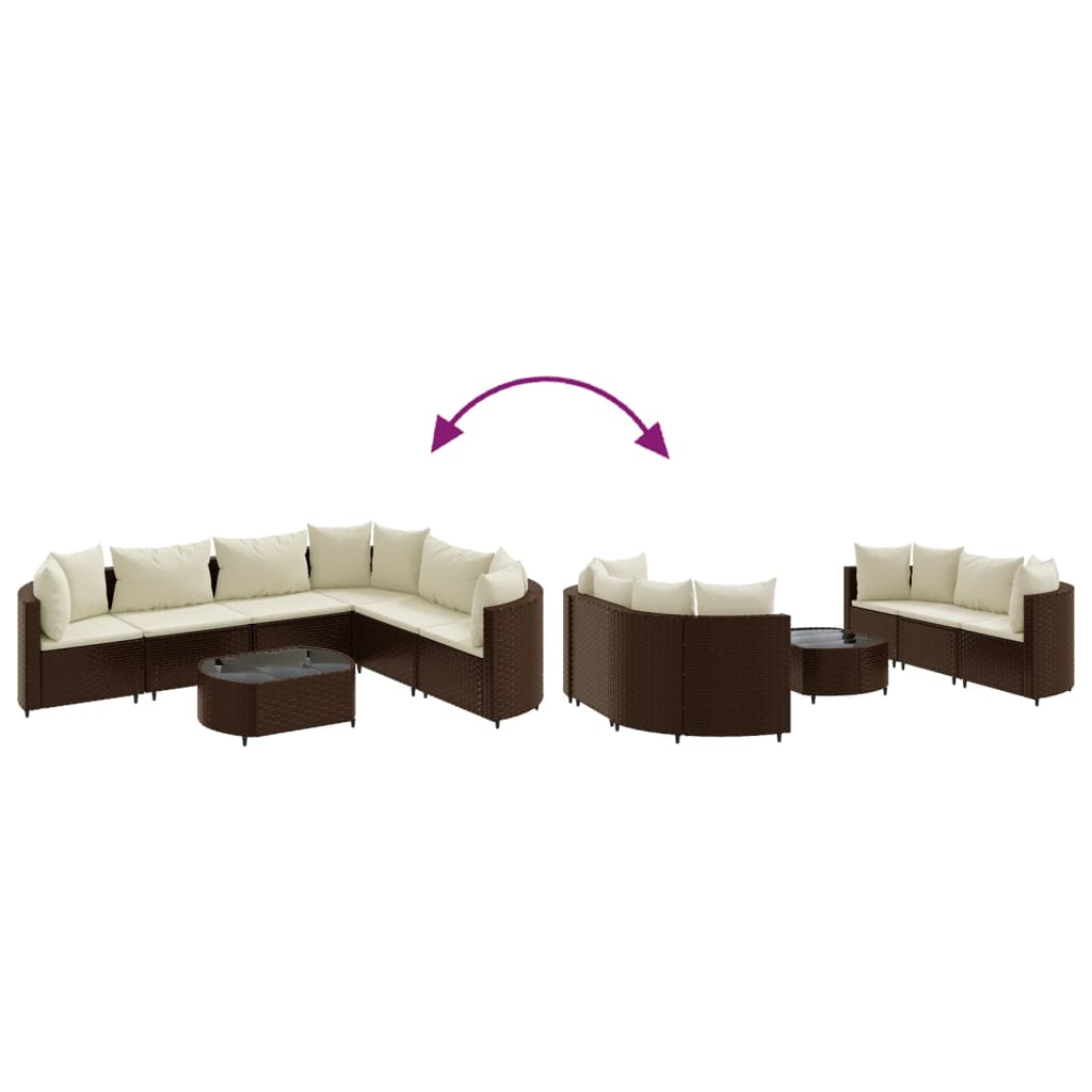 7-delige Loungeset met kussens poly rattan bruin Tuinsets | Creëer jouw Trendy Thuis | Gratis bezorgd & Retour | Trendy.nl