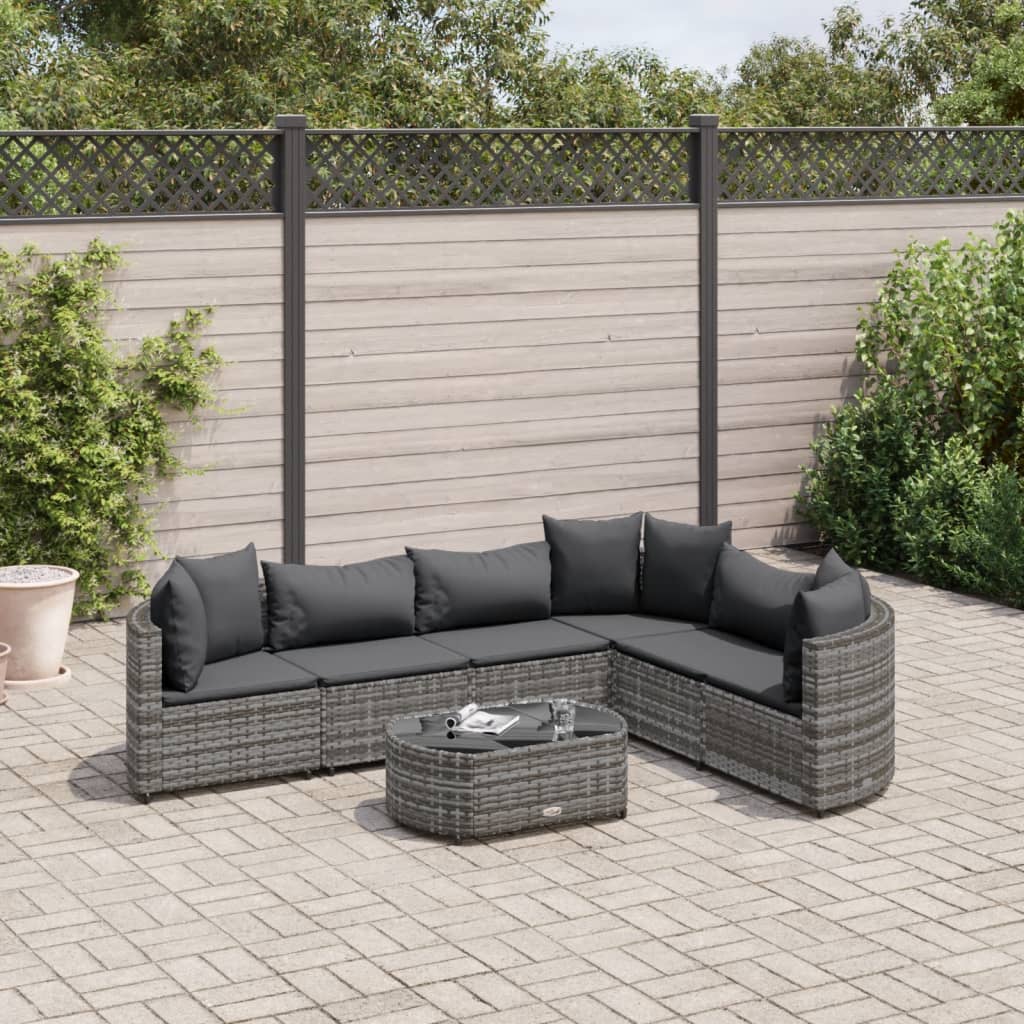 7-delige Loungeset met kussens poly rattan grijs Tuinsets | Creëer jouw Trendy Thuis | Gratis bezorgd & Retour | Trendy.nl