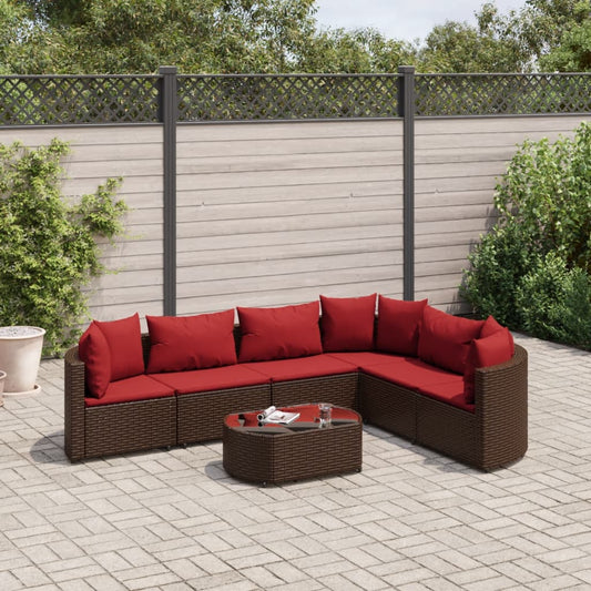 7-delige Loungeset met kussens poly rattan bruin Tuinsets | Creëer jouw Trendy Thuis | Gratis bezorgd & Retour | Trendy.nl