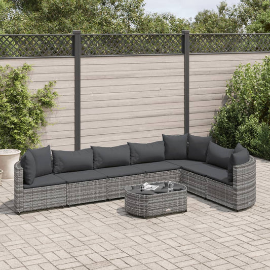 8-delige Loungeset met kussens poly rattan grijs Tuinsets | Creëer jouw Trendy Thuis | Gratis bezorgd & Retour | Trendy.nl