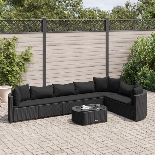 8-delige Loungeset met kussens poly rattan zwart Tuinsets | Creëer jouw Trendy Thuis | Gratis bezorgd & Retour | Trendy.nl