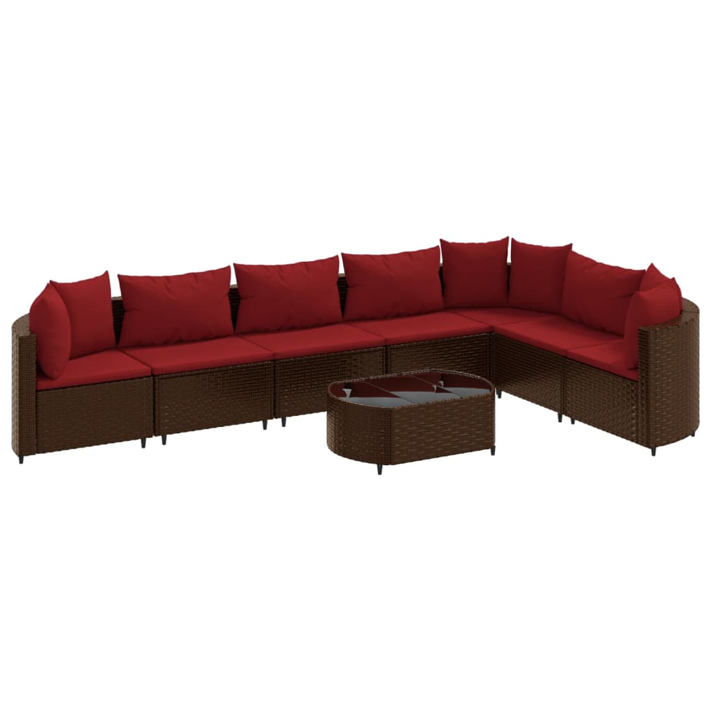 8-delige Loungeset met kussens poly rattan bruin Tuinsets | Creëer jouw Trendy Thuis | Gratis bezorgd & Retour | Trendy.nl