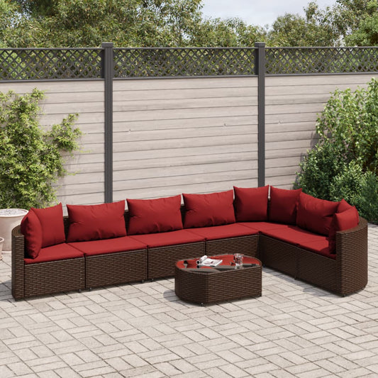 8-delige Loungeset met kussens poly rattan bruin Tuinsets | Creëer jouw Trendy Thuis | Gratis bezorgd & Retour | Trendy.nl