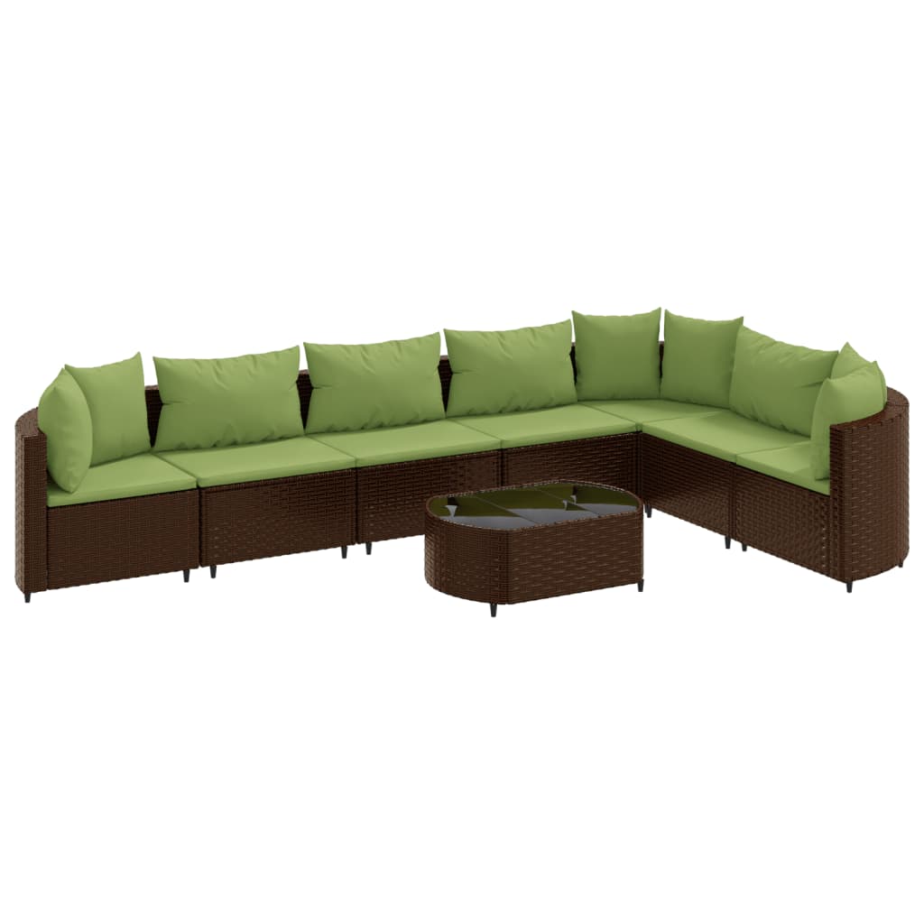 8-delige Loungeset met kussens poly rattan bruin Tuinsets | Creëer jouw Trendy Thuis | Gratis bezorgd & Retour | Trendy.nl