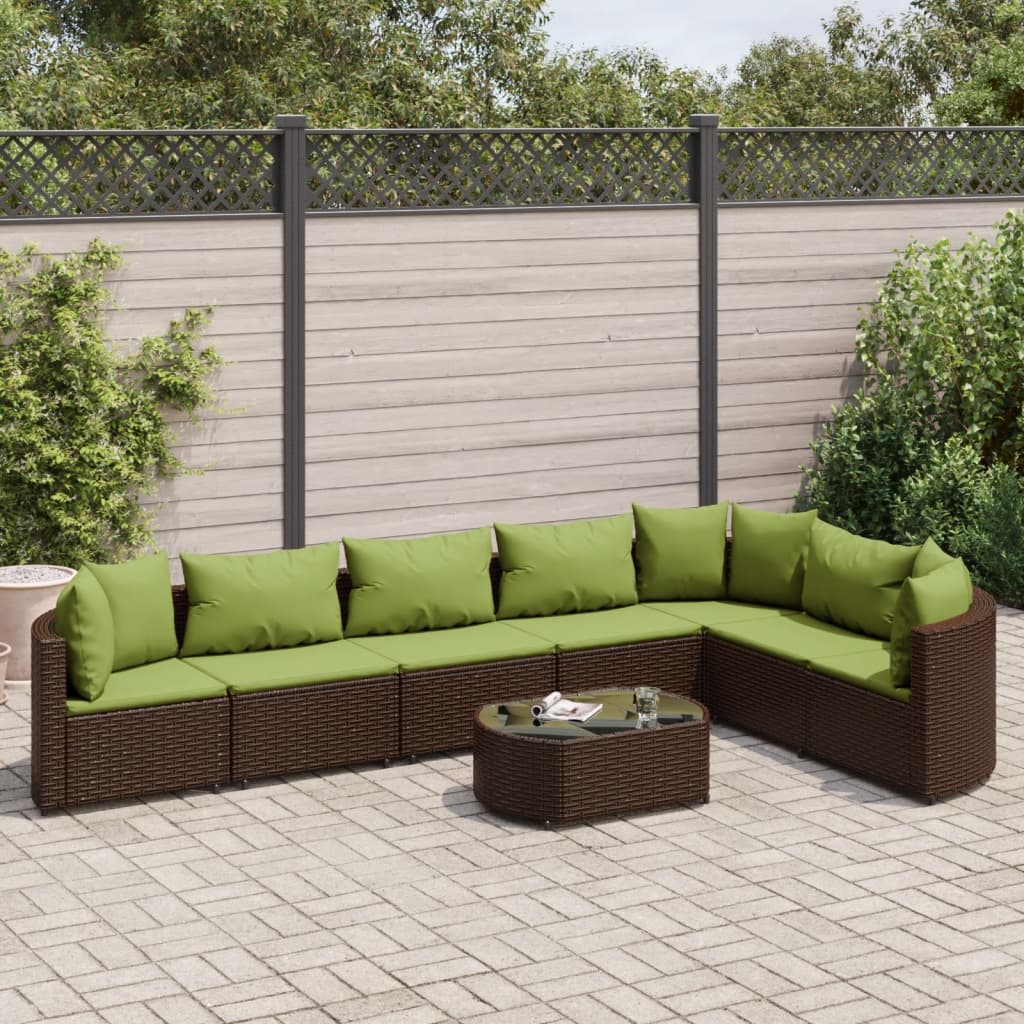 8-delige Loungeset met kussens poly rattan bruin Tuinsets | Creëer jouw Trendy Thuis | Gratis bezorgd & Retour | Trendy.nl