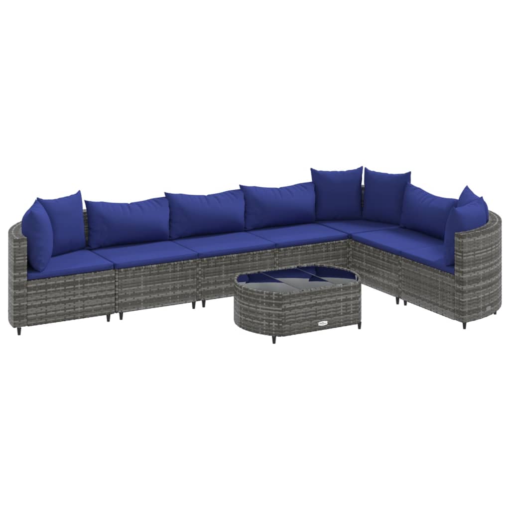 8-delige Loungeset met kussens poly rattan grijs Tuinsets | Creëer jouw Trendy Thuis | Gratis bezorgd & Retour | Trendy.nl