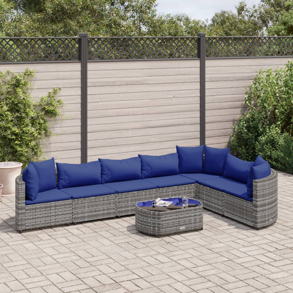 8-delige Loungeset met kussens poly rattan grijs Tuinsets | Creëer jouw Trendy Thuis | Gratis bezorgd & Retour | Trendy.nl