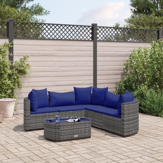 6-delige Loungeset met kussens poly rattan grijs Tuinsets | Creëer jouw Trendy Thuis | Gratis bezorgd & Retour | Trendy.nl