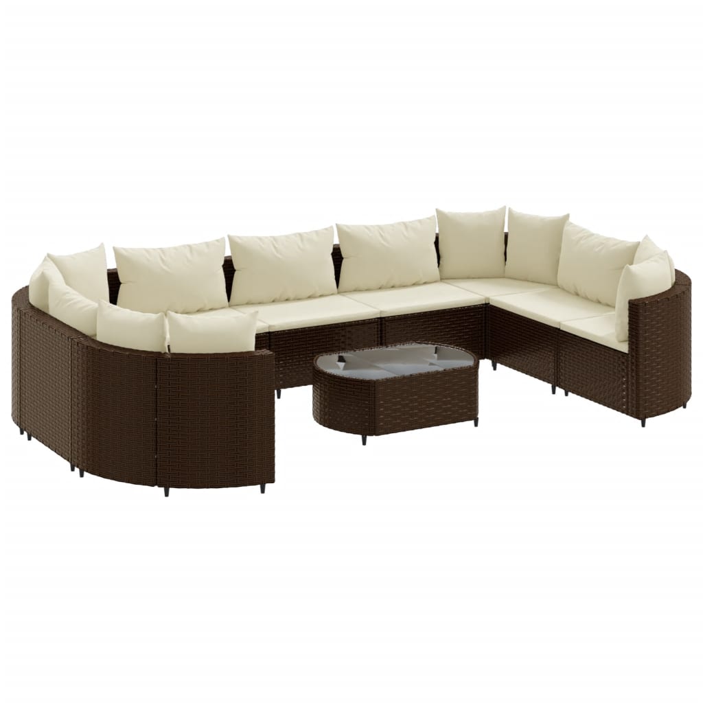 10-delige Loungeset met kussens poly rattan bruin Tuinsets | Creëer jouw Trendy Thuis | Gratis bezorgd & Retour | Trendy.nl