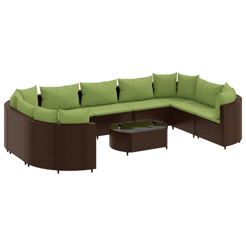 10-delige Loungeset met kussens poly rattan bruin Tuinsets | Creëer jouw Trendy Thuis | Gratis bezorgd & Retour | Trendy.nl