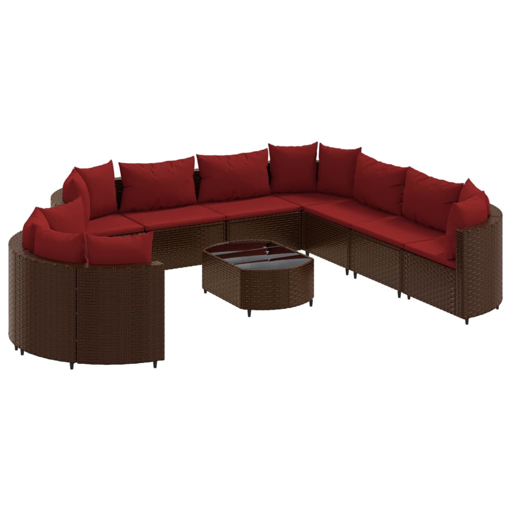 10-delige Loungeset met kussens poly rattan bruin Tuinsets | Creëer jouw Trendy Thuis | Gratis bezorgd & Retour | Trendy.nl