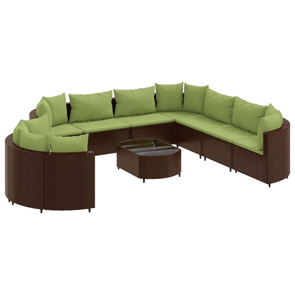 10-delige Loungeset met kussens poly rattan bruin Tuinsets | Creëer jouw Trendy Thuis | Gratis bezorgd & Retour | Trendy.nl