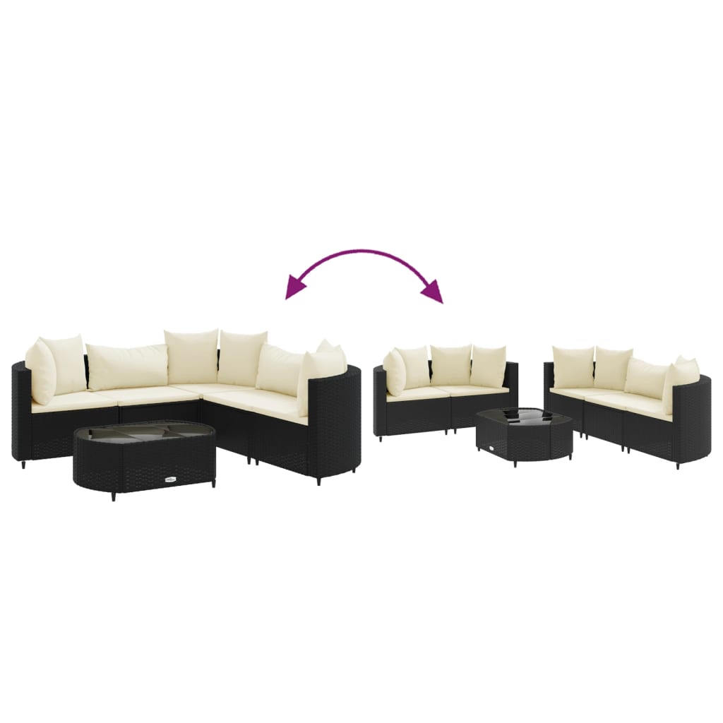 6-delige Loungeset met kussens poly rattan zwart Tuinsets | Creëer jouw Trendy Thuis | Gratis bezorgd & Retour | Trendy.nl