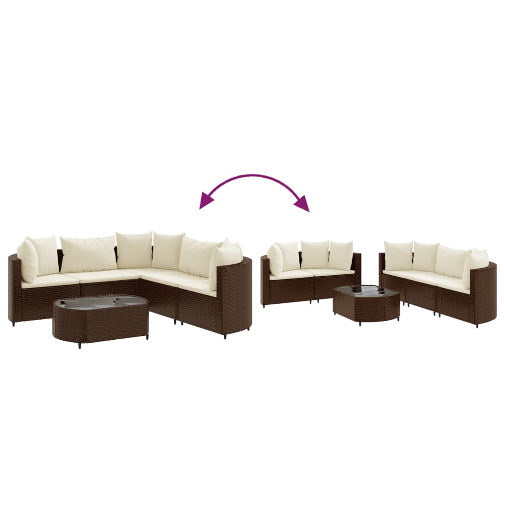 6-delige Loungeset met kussens poly rattan bruin Tuinsets | Creëer jouw Trendy Thuis | Gratis bezorgd & Retour | Trendy.nl