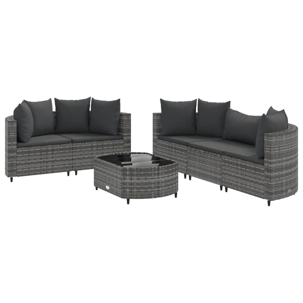 6-delige Loungeset met kussens poly rattan grijs Tuinsets | Creëer jouw Trendy Thuis | Gratis bezorgd & Retour | Trendy.nl