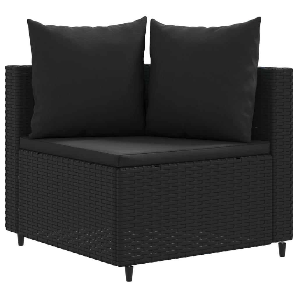 6-delige Loungeset met kussens poly rattan zwart Tuinsets | Creëer jouw Trendy Thuis | Gratis bezorgd & Retour | Trendy.nl