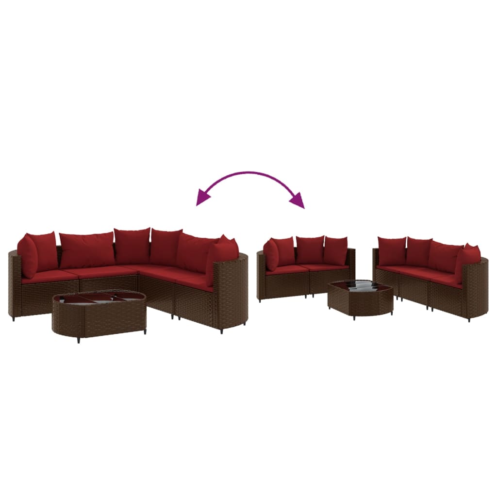 6-delige Loungeset met kussens poly rattan bruin Tuinsets | Creëer jouw Trendy Thuis | Gratis bezorgd & Retour | Trendy.nl