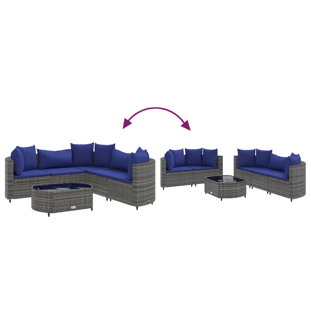 6-delige Loungeset met kussens poly rattan grijs Tuinsets | Creëer jouw Trendy Thuis | Gratis bezorgd & Retour | Trendy.nl