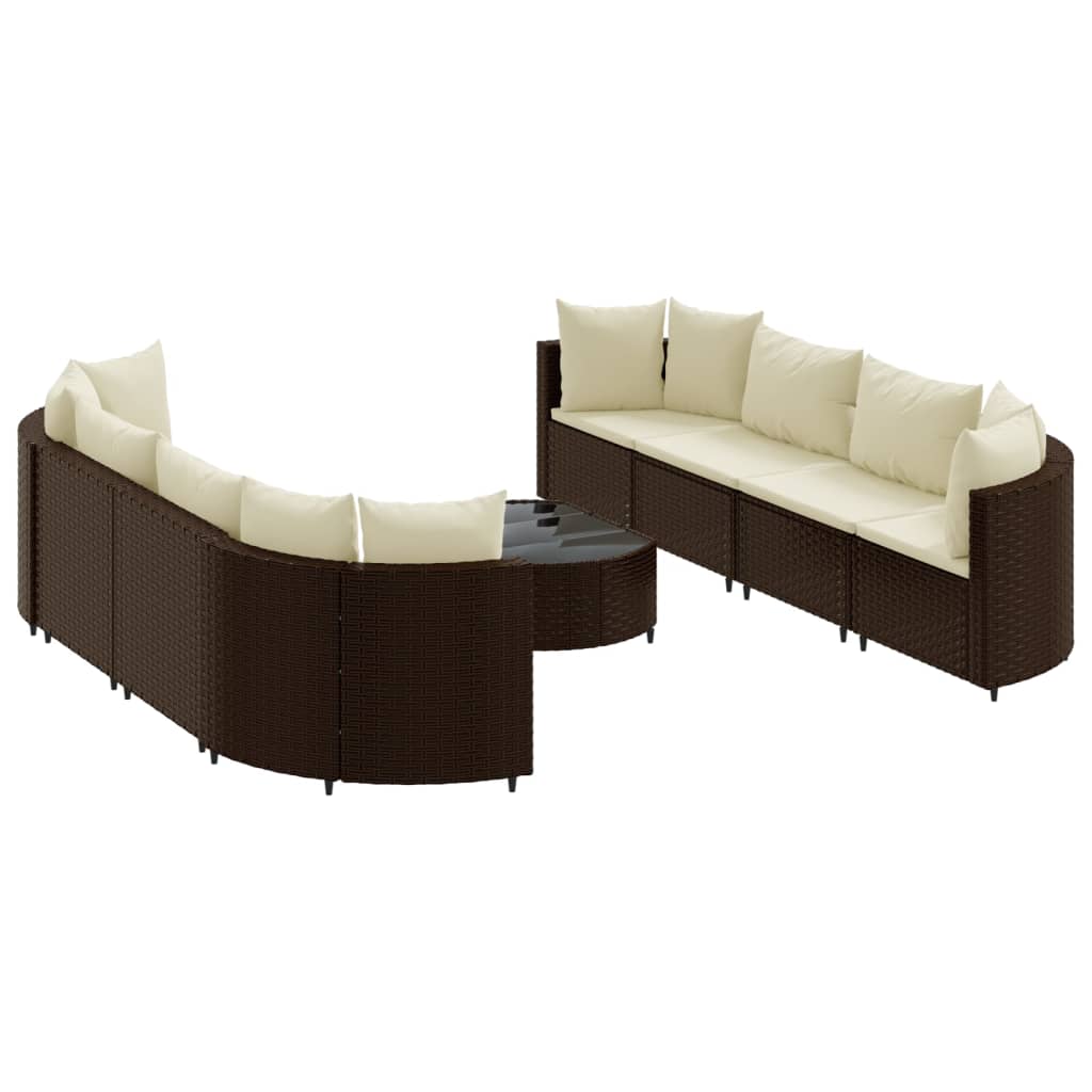 9-delige Loungeset met kussens poly rattan bruin Tuinsets | Creëer jouw Trendy Thuis | Gratis bezorgd & Retour | Trendy.nl