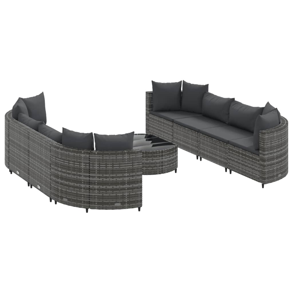 9-delige Loungeset met kussens poly rattan grijs Tuinsets | Creëer jouw Trendy Thuis | Gratis bezorgd & Retour | Trendy.nl