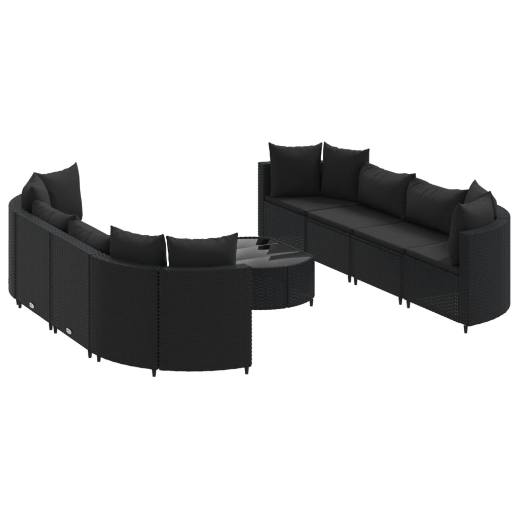 9-delige Loungeset met kussens poly rattan zwart Tuinsets | Creëer jouw Trendy Thuis | Gratis bezorgd & Retour | Trendy.nl