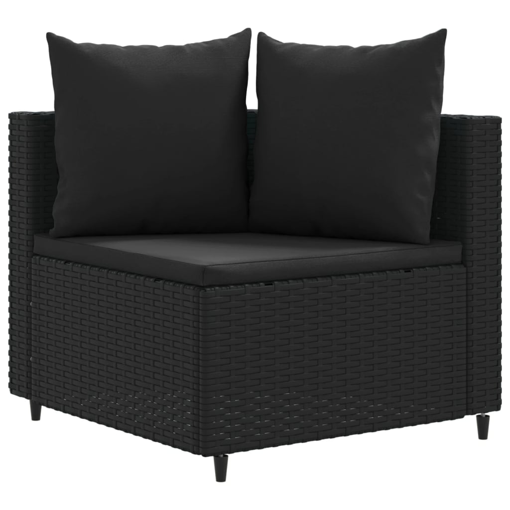 9-delige Loungeset met kussens poly rattan zwart Tuinsets | Creëer jouw Trendy Thuis | Gratis bezorgd & Retour | Trendy.nl