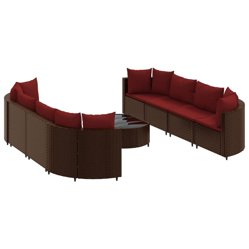 9-delige Loungeset met kussens poly rattan bruin Tuinsets | Creëer jouw Trendy Thuis | Gratis bezorgd & Retour | Trendy.nl