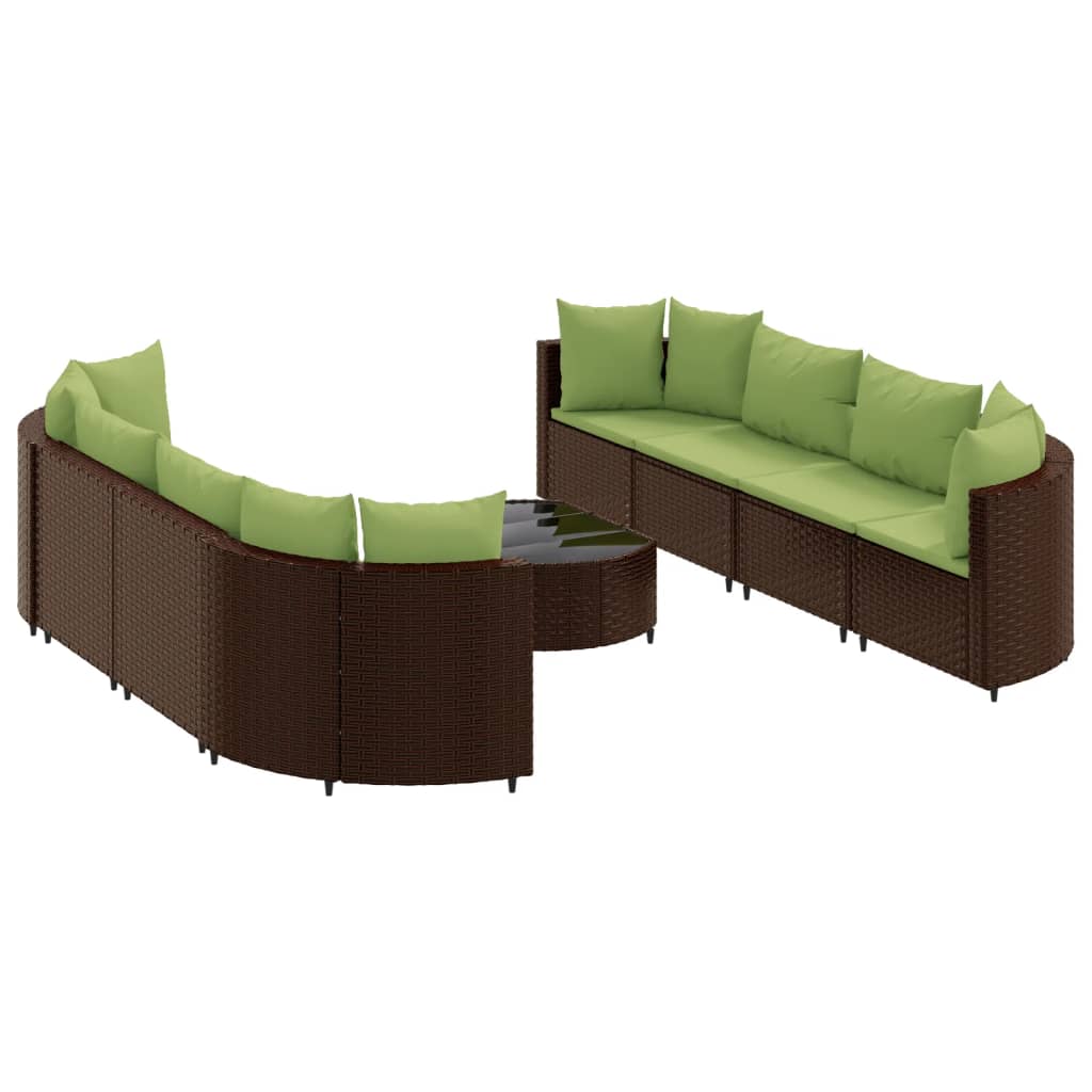 9-delige Loungeset met kussens poly rattan bruin Tuinsets | Creëer jouw Trendy Thuis | Gratis bezorgd & Retour | Trendy.nl