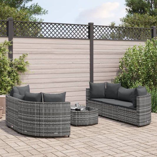 7-delige Loungeset met kussens poly rattan grijs Tuinsets | Creëer jouw Trendy Thuis | Gratis bezorgd & Retour | Trendy.nl