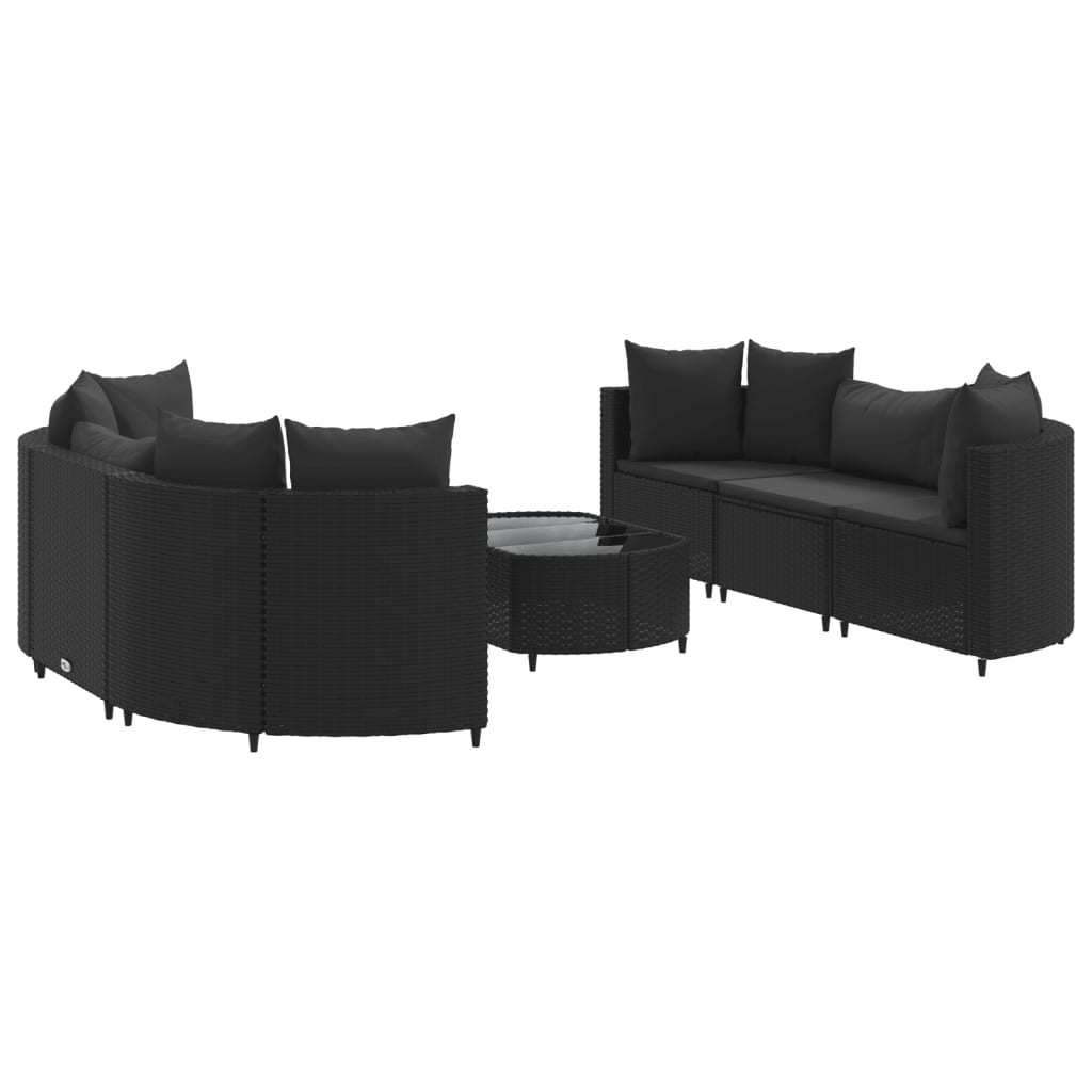 7-delige Loungeset met kussens poly rattan zwart Tuinsets | Creëer jouw Trendy Thuis | Gratis bezorgd & Retour | Trendy.nl