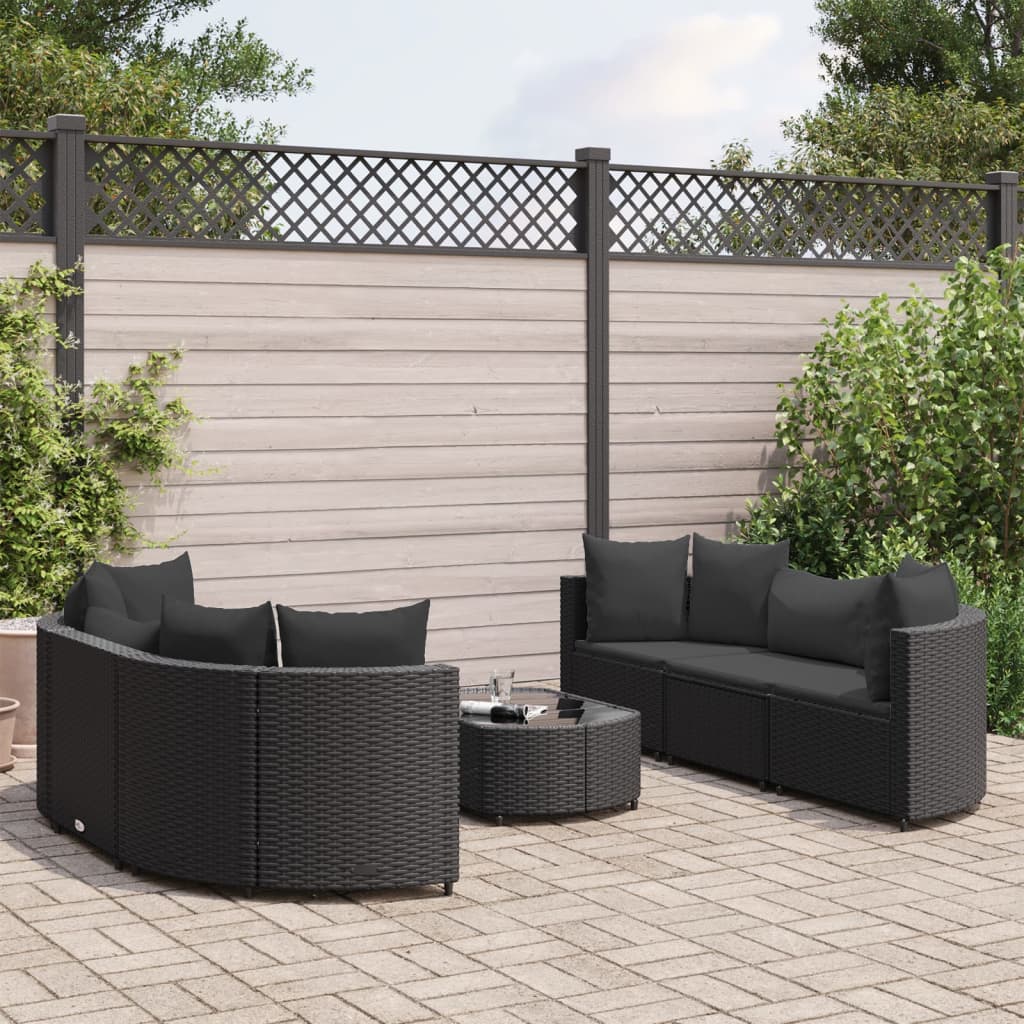 7-delige Loungeset met kussens poly rattan zwart Tuinsets | Creëer jouw Trendy Thuis | Gratis bezorgd & Retour | Trendy.nl