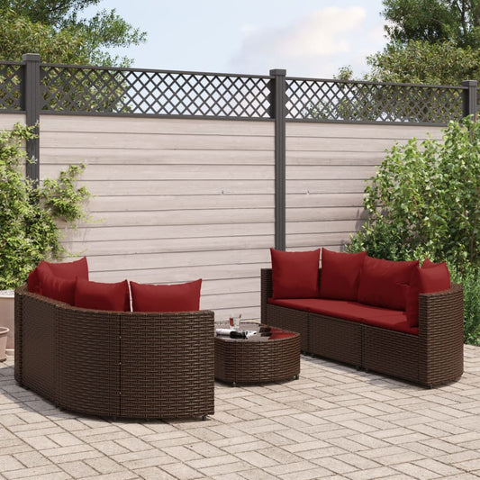 7-delige Loungeset met kussens poly rattan bruin Tuinsets | Creëer jouw Trendy Thuis | Gratis bezorgd & Retour | Trendy.nl