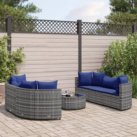 7-delige Loungeset met kussens poly rattan grijs Tuinsets | Creëer jouw Trendy Thuis | Gratis bezorgd & Retour | Trendy.nl