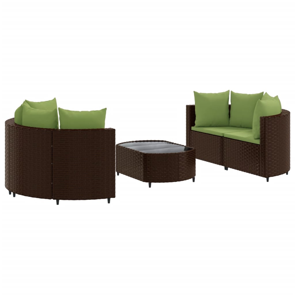 5-delige Loungeset met kussens poly rattan bruin Tuinsets | Creëer jouw Trendy Thuis | Gratis bezorgd & Retour | Trendy.nl