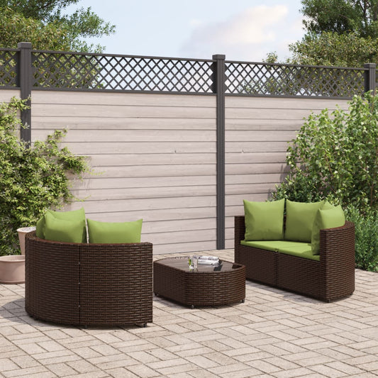 5-delige Loungeset met kussens poly rattan bruin Tuinsets | Creëer jouw Trendy Thuis | Gratis bezorgd & Retour | Trendy.nl