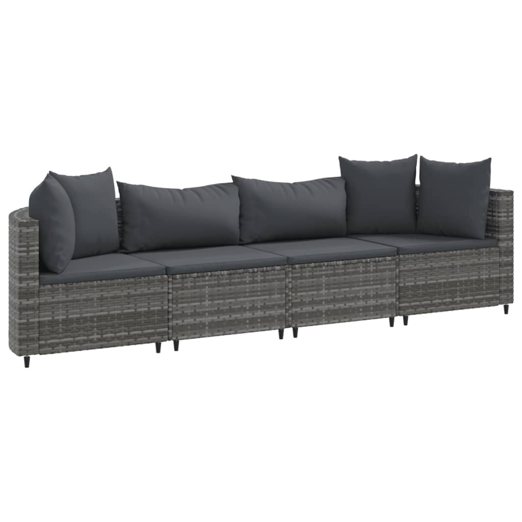 4-delige Loungeset met kussens poly rattan grijs Tuinsets | Creëer jouw Trendy Thuis | Gratis bezorgd & Retour | Trendy.nl