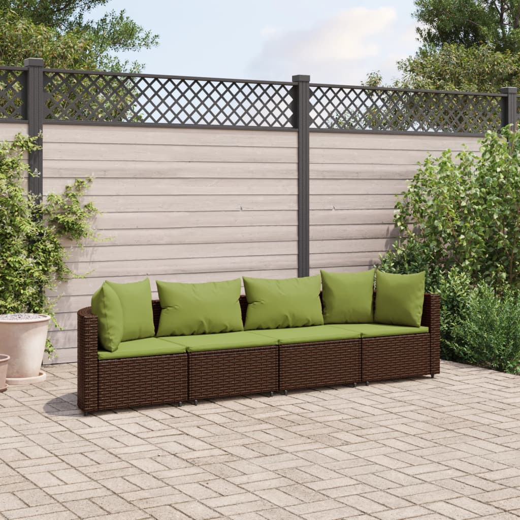 4-delige Loungeset met kussens poly rattan bruin Tuinsets | Creëer jouw Trendy Thuis | Gratis bezorgd & Retour | Trendy.nl