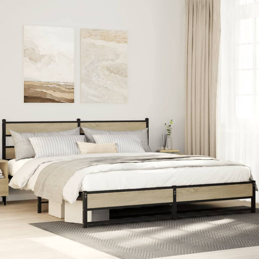 Bedframe zonder matras metaal sonoma eikenkleurig 183x213 cm