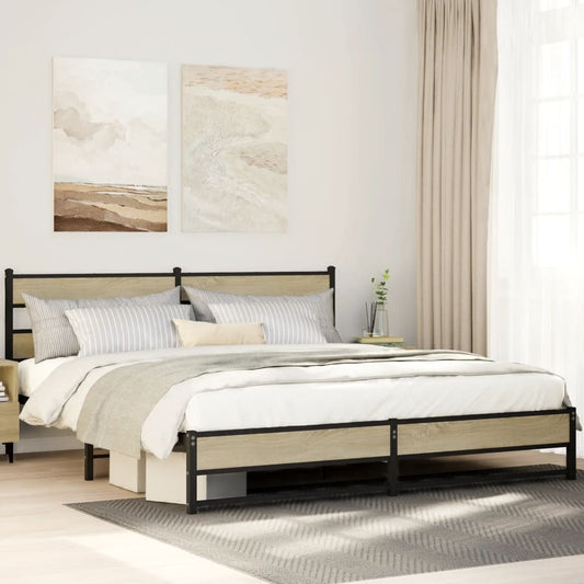 Bedframe zonder matras metaal sonoma eikenkleurig 193x203 cm