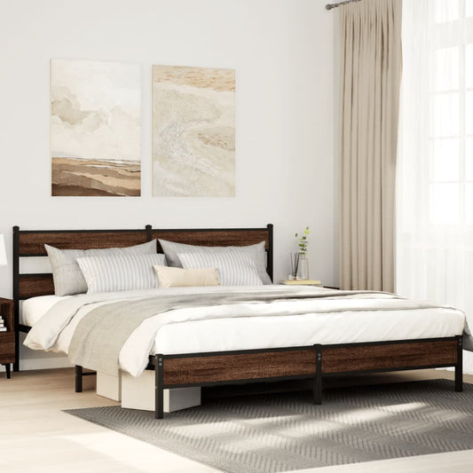 Bedframe zonder matras metaal bruin eikenkleur 183x213 cm