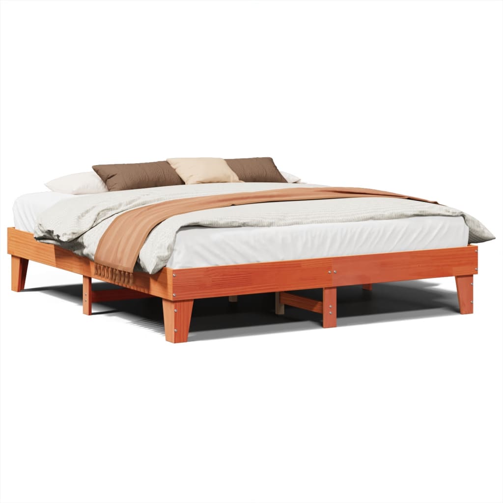 Bedframe zonder matras massief grenenhout wasbruin 200x200 cm Bedden & bedframes | Creëer jouw Trendy Thuis | Gratis bezorgd & Retour | Trendy.nl