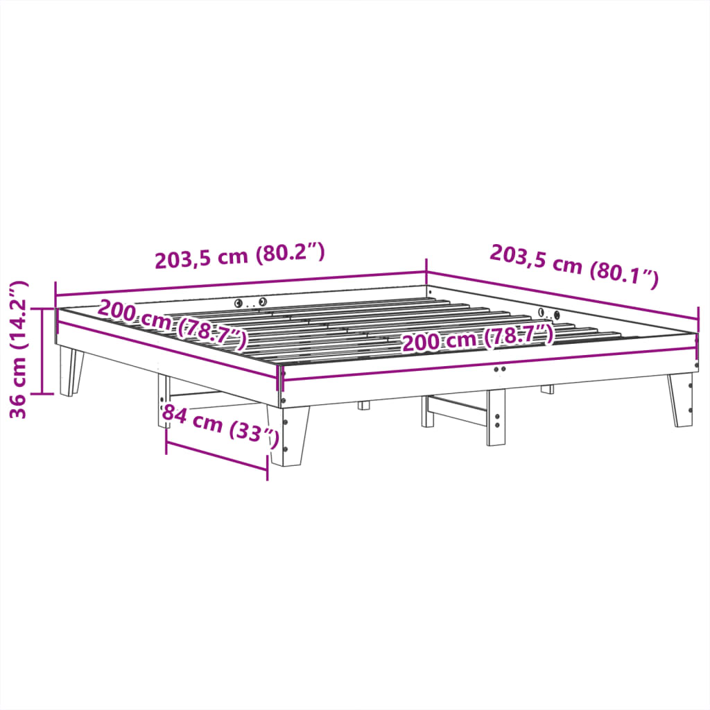 Bedframe zonder matras massief grenenhout wasbruin 200x200 cm Bedden & bedframes | Creëer jouw Trendy Thuis | Gratis bezorgd & Retour | Trendy.nl