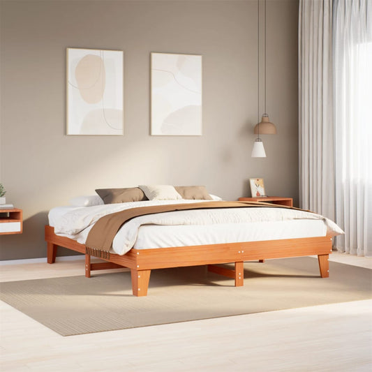 Bedframe zonder matras massief grenenhout wasbruin 200x200 cm Bedden & bedframes | Creëer jouw Trendy Thuis | Gratis bezorgd & Retour | Trendy.nl